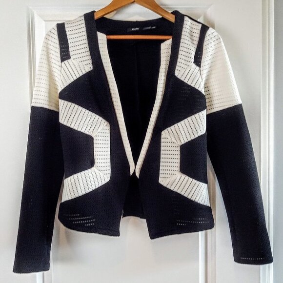 Poetry B&W Textured Open Knit Jacket - Picture 1 of 6
